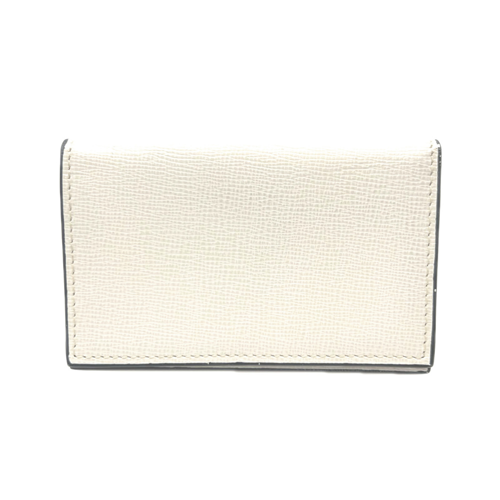 Valextra Leather Business Card Holder/Card Case V8L03 044 Ivory Black Calf Wo...